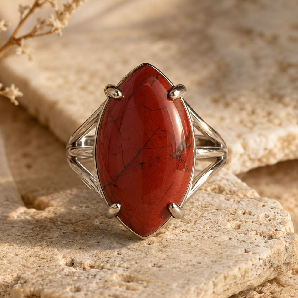 Bague Jaspe Rouge Ajustable