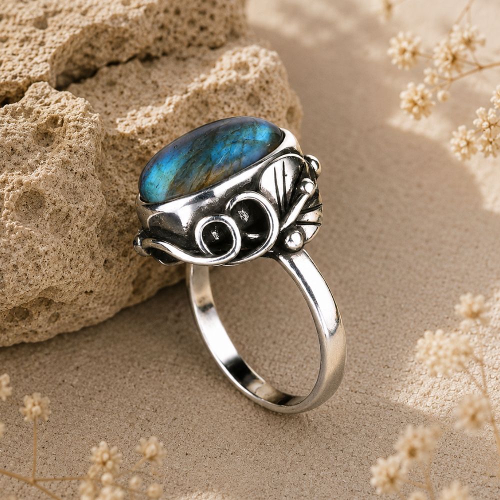 Bague Labradorite en Pierre Naturelle