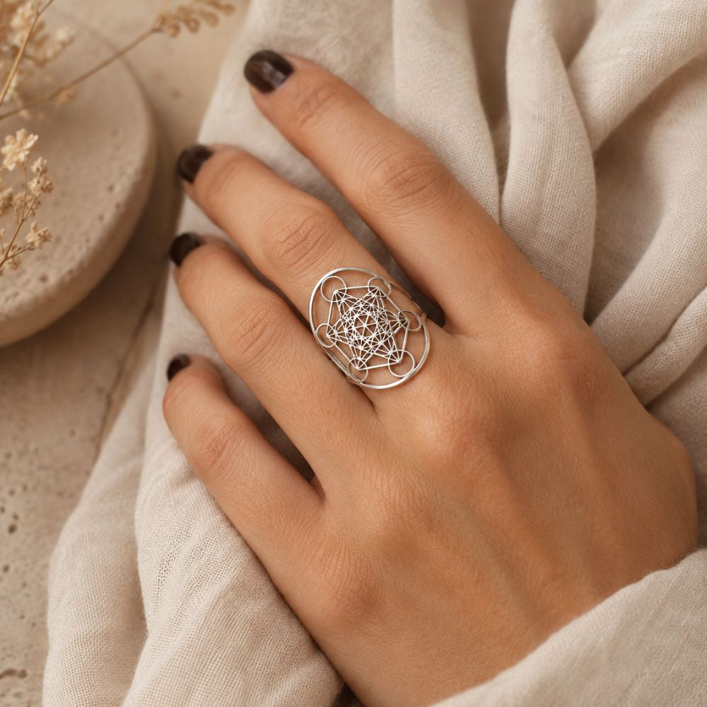 Bague Métatron Ajustable au Motif Ajouré