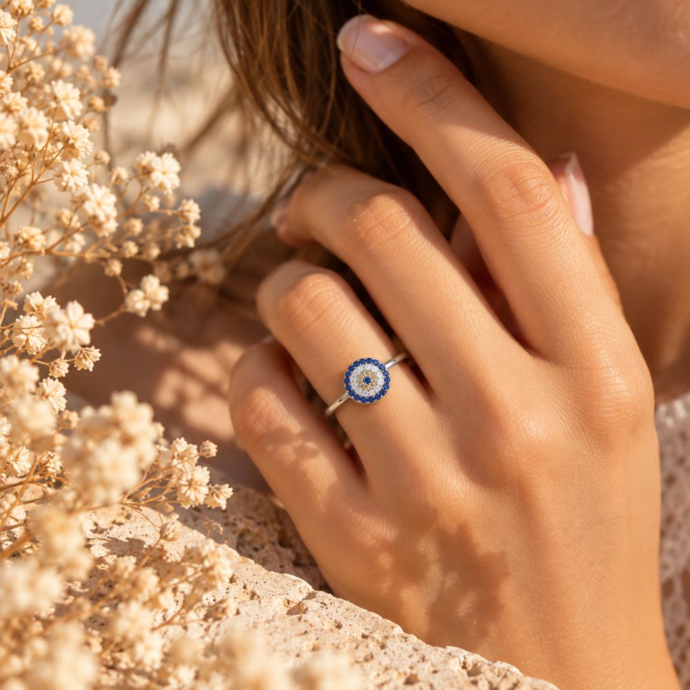 Bague Œil Bleu en Argent 925