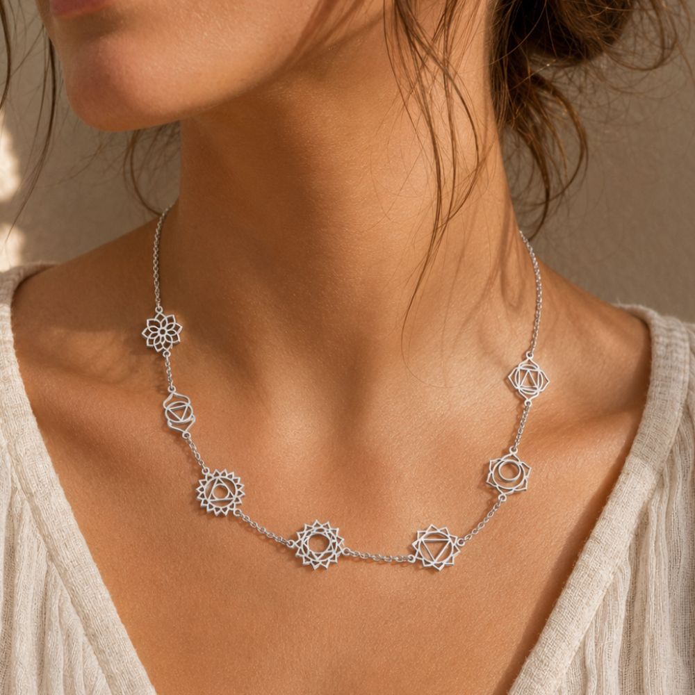 Collier 7 Chakras en Acier Inoxydable