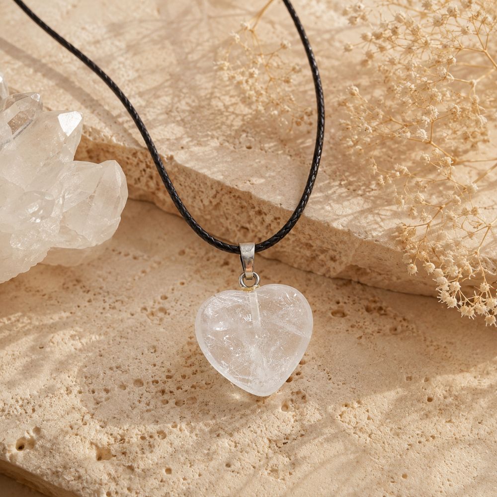 Pendentif Cœur Cristal de Roche