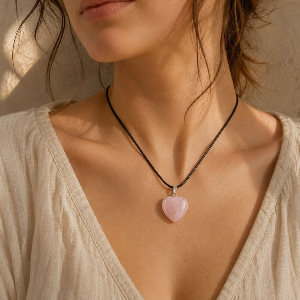 Pendentif Cœur en Quartz Rose "Amour Inconditionnel"
