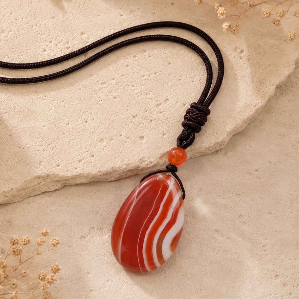 Pendentif Cornaline Rouge en Pierre Naturelle