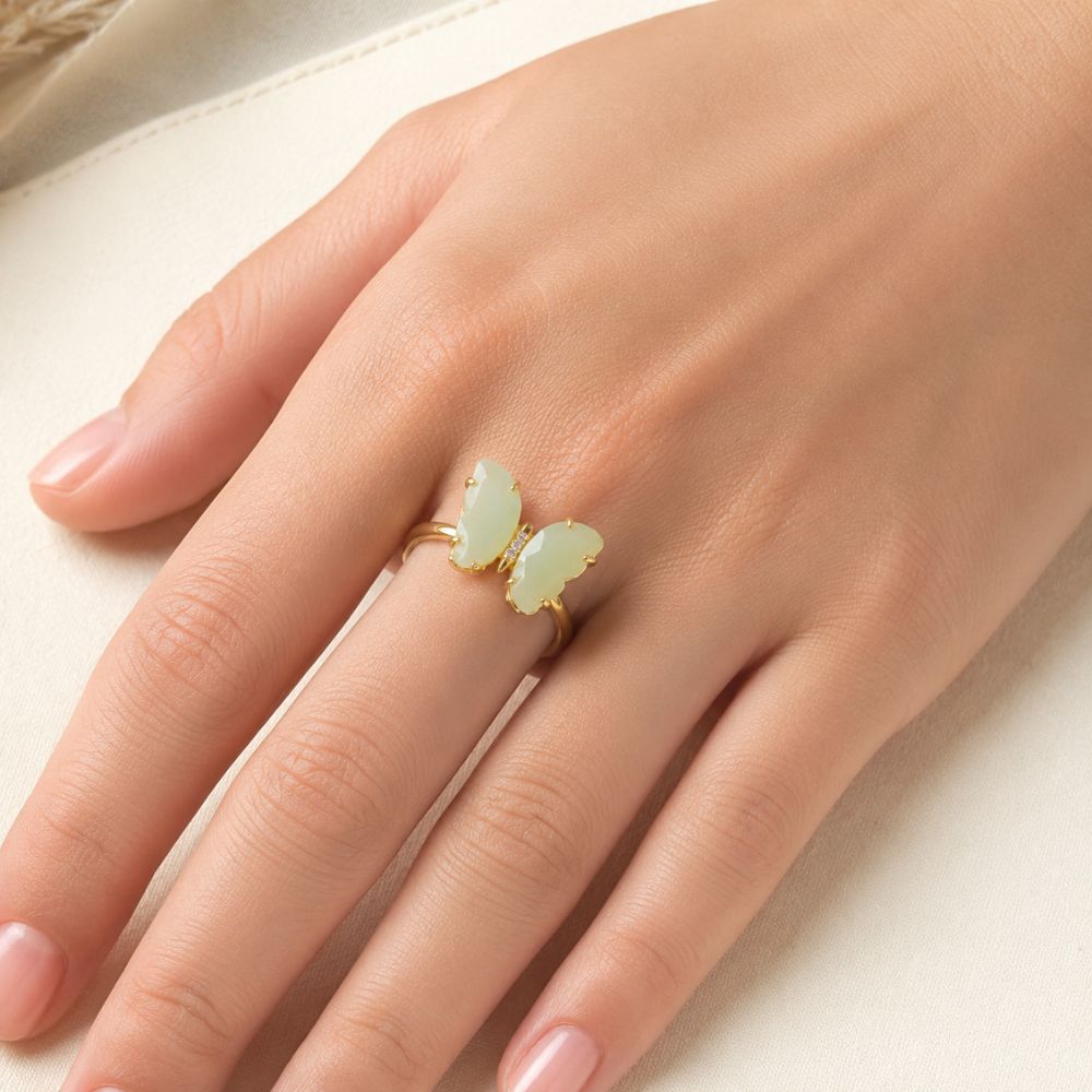 Bague Amazonite Ajustable Papillon