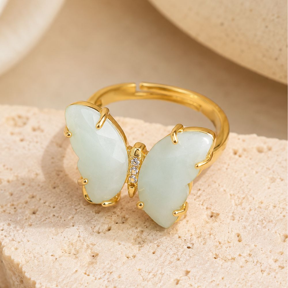 Bague Amazonite Ajustable Papillon