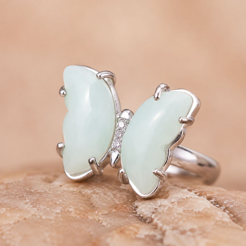 Bague Amazonite Ajustable Papillon
