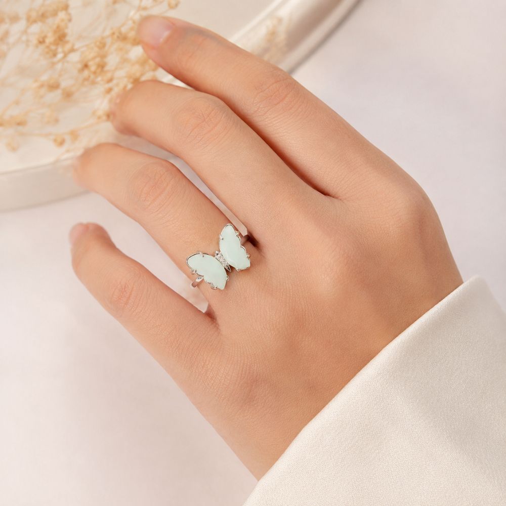 Bague Amazonite Ajustable Papillon