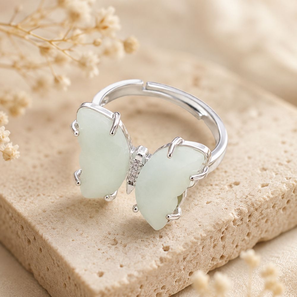 Bague Amazonite Ajustable Papillon