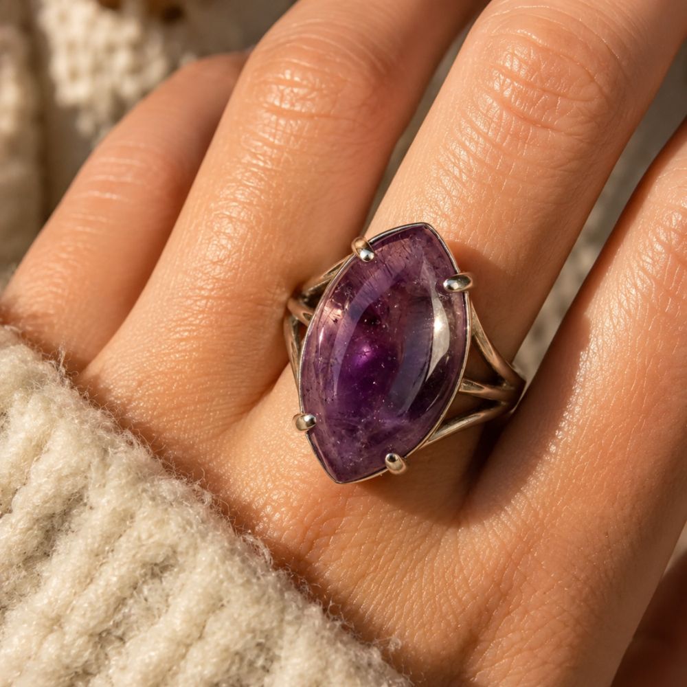Bague Améthyste Ajustable