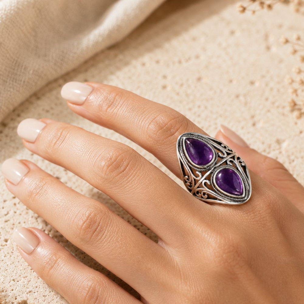 Bague Améthyste Ancienne au Style Vintage