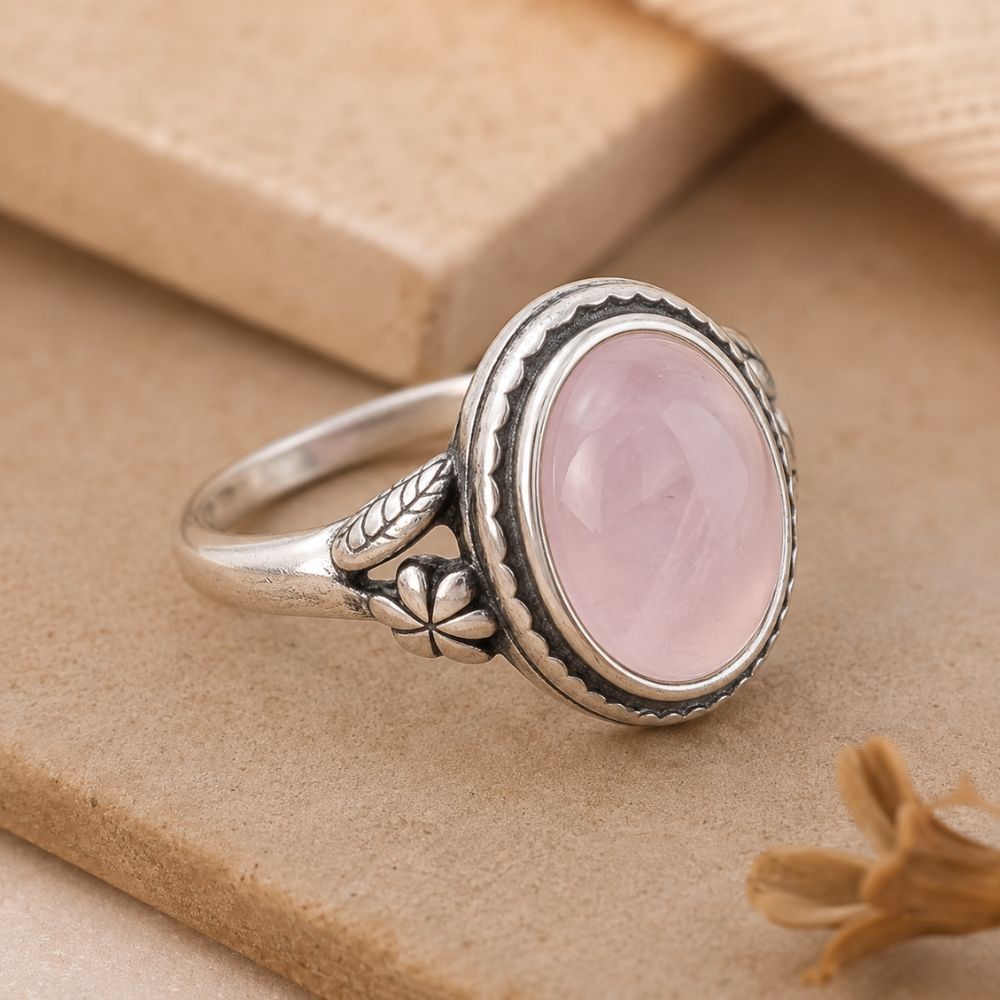 Bague Argent Quartz Rose