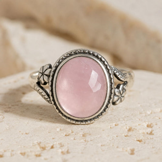 Bague Argent Quartz Rose