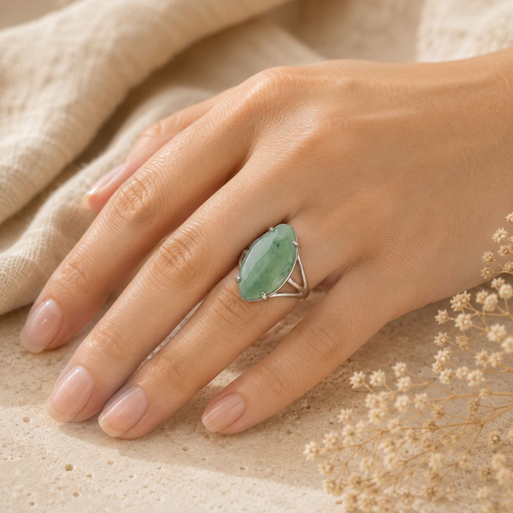 Bague Aventurine Verte Ajustable