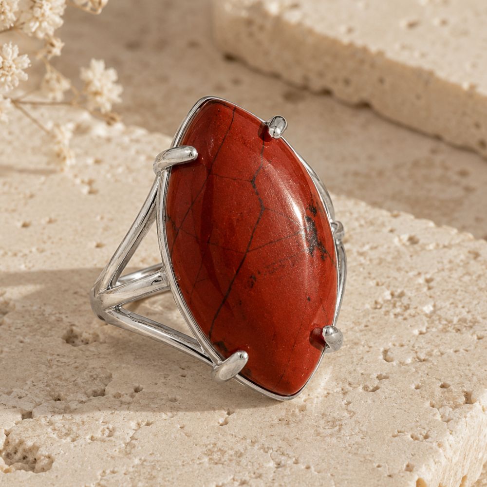 Bague Jaspe Rouge Ajustable
