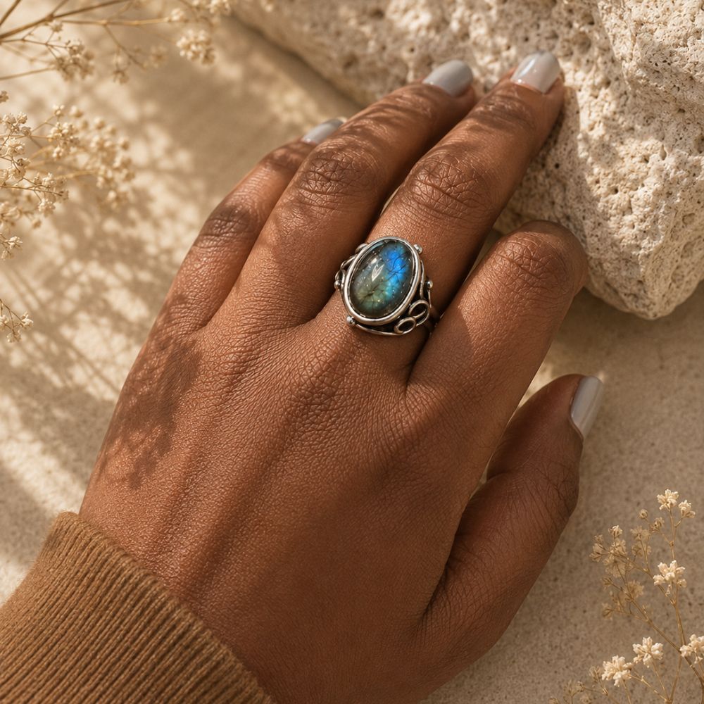 Bague Labradorite en Pierre Naturelle