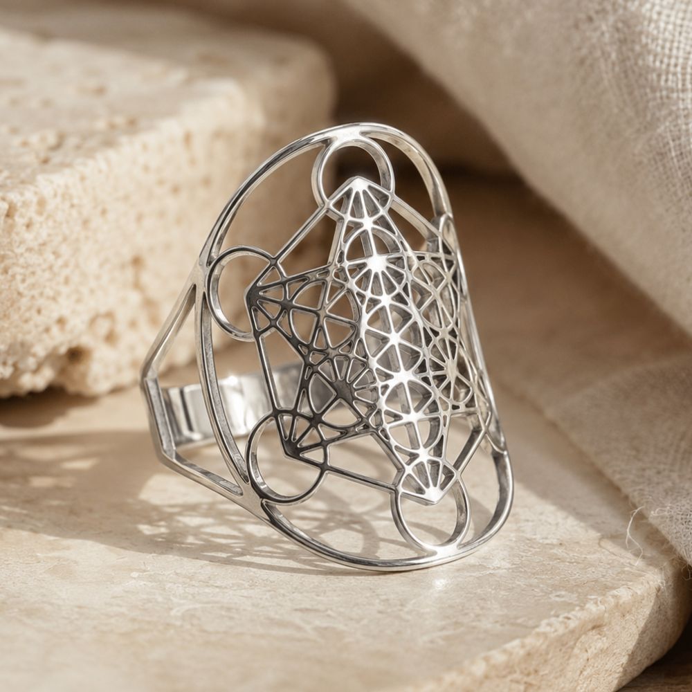 Bague Métatron Ajustable au Motif Ajouré