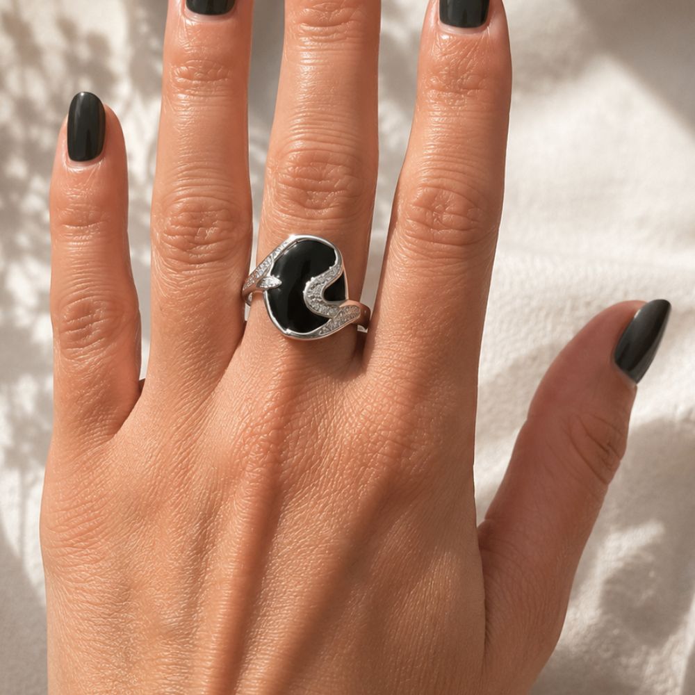 Bague Obsidienne Noire en Argent 925