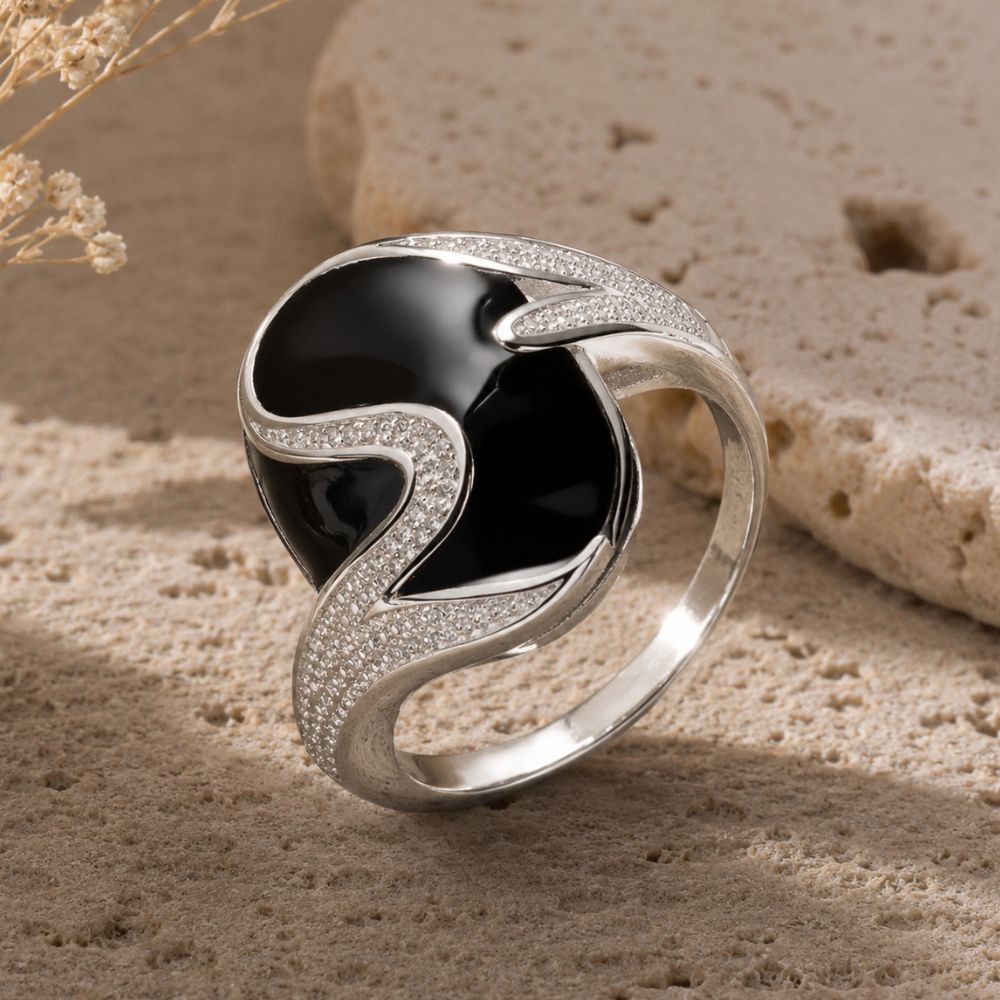 Bague Obsidienne Noire en Argent 925