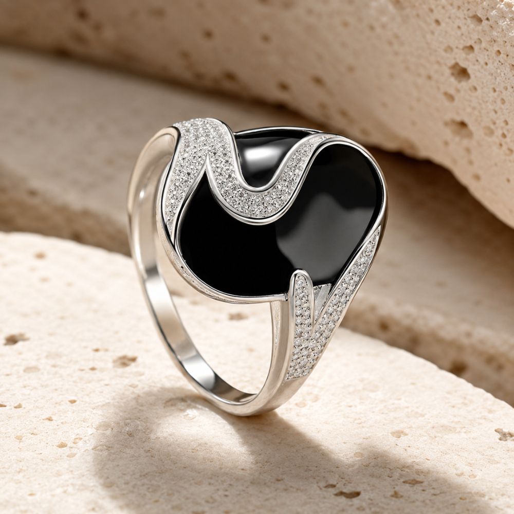 Bague Obsidienne Noire en Argent 925