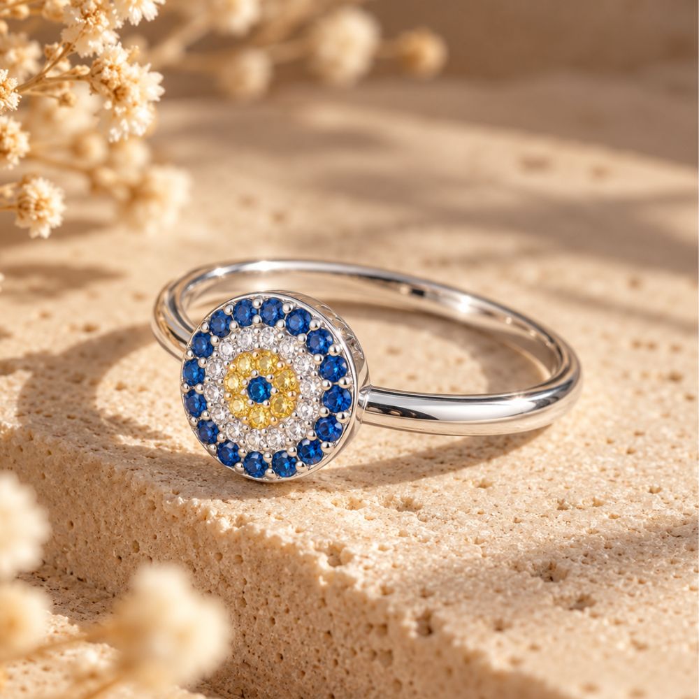 Bague Œil Bleu en Argent 925