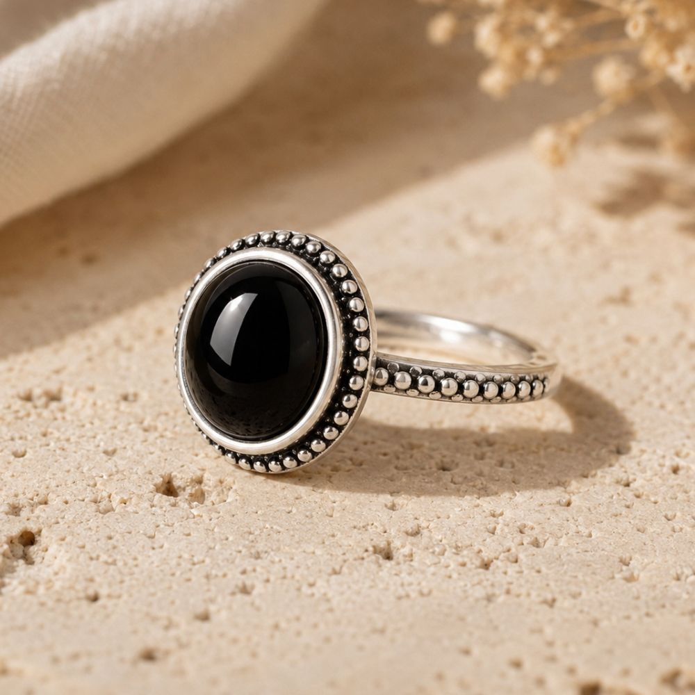 Bague Onyx Noir en Argent 925