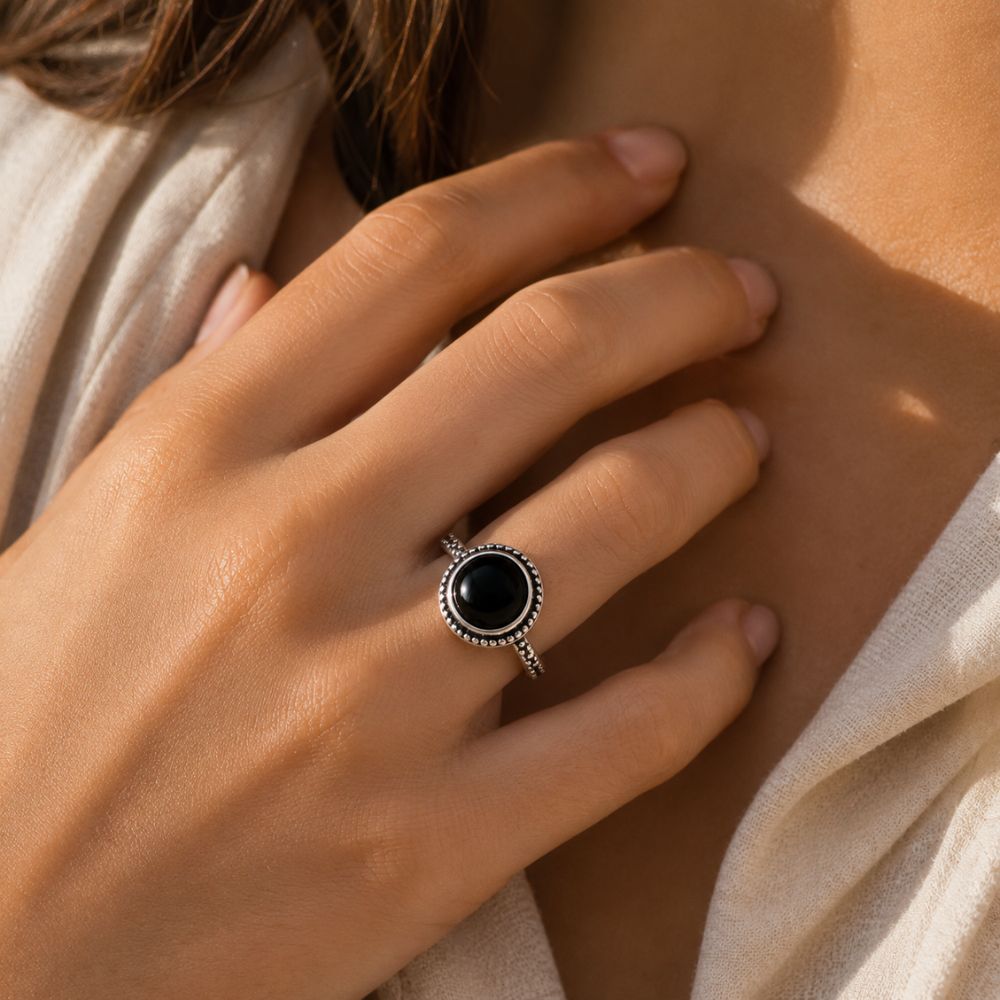 Bague Onyx Noir en Argent 925