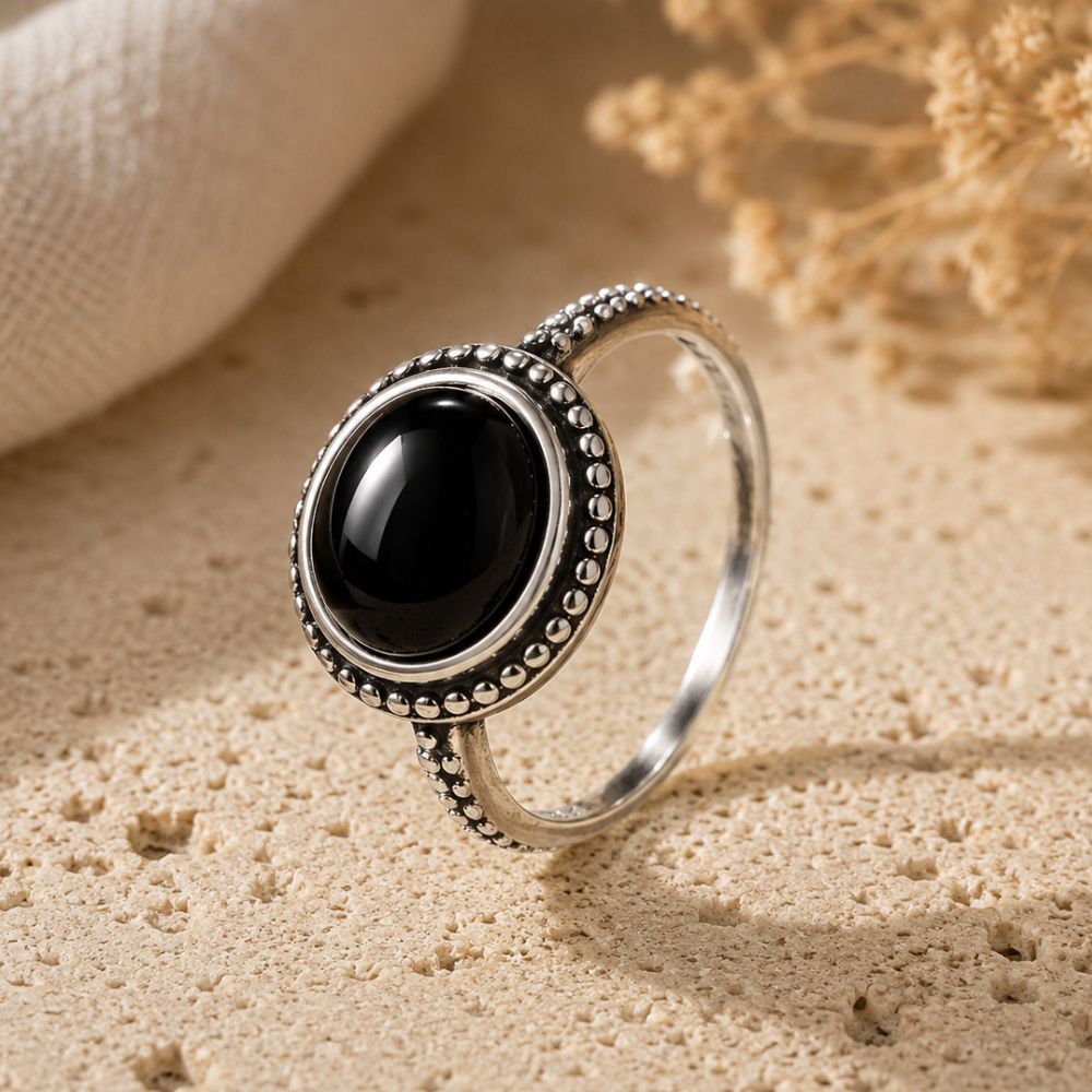 Bague Onyx Noir en Argent 925