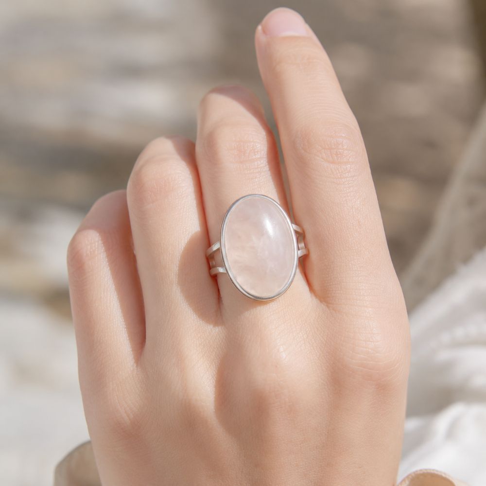 Bague Quartz Rose Ajustable