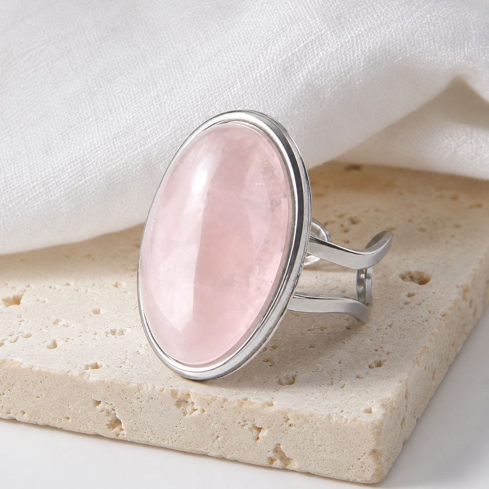 Bague Quartz Rose Ajustable