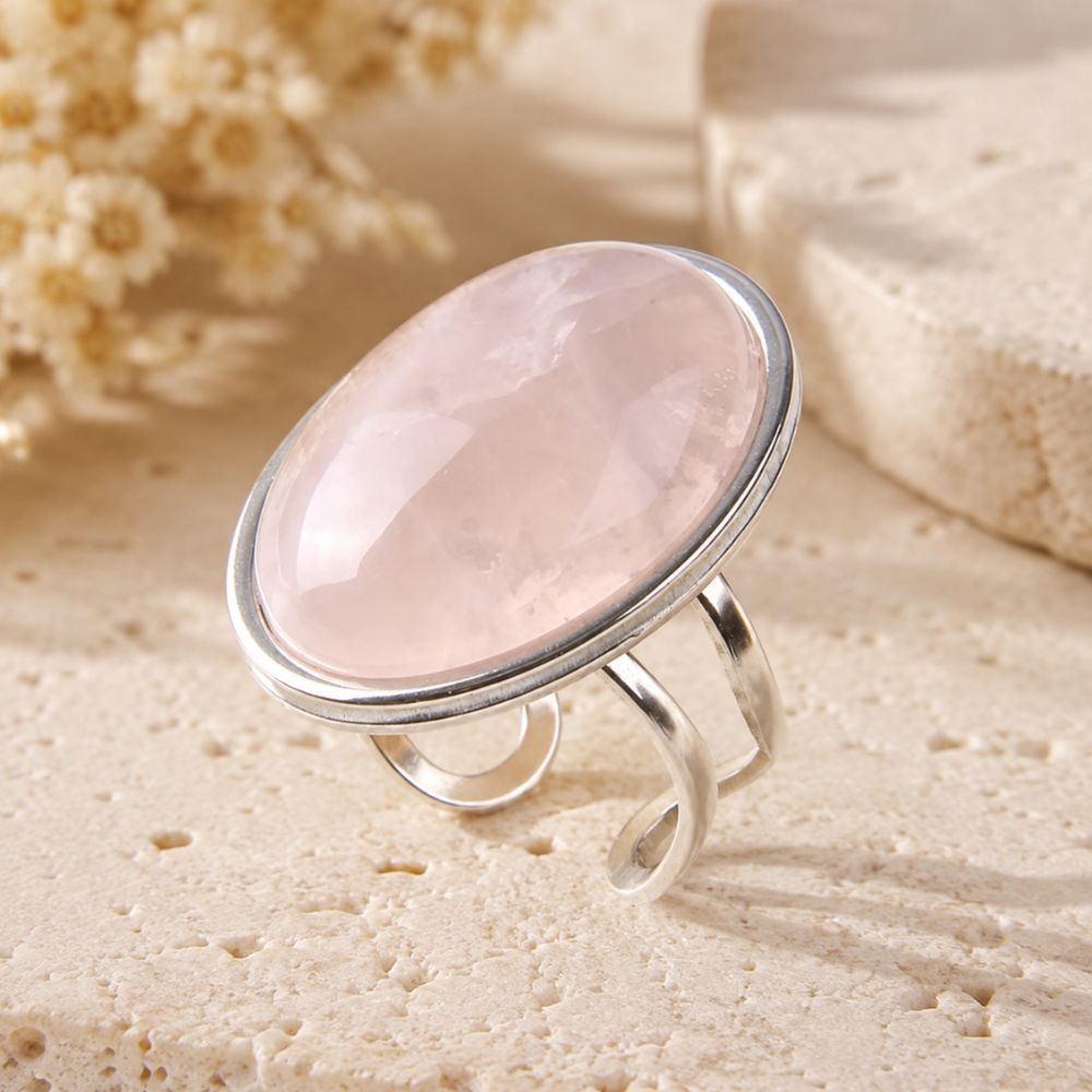 Bague Quartz Rose Ajustable