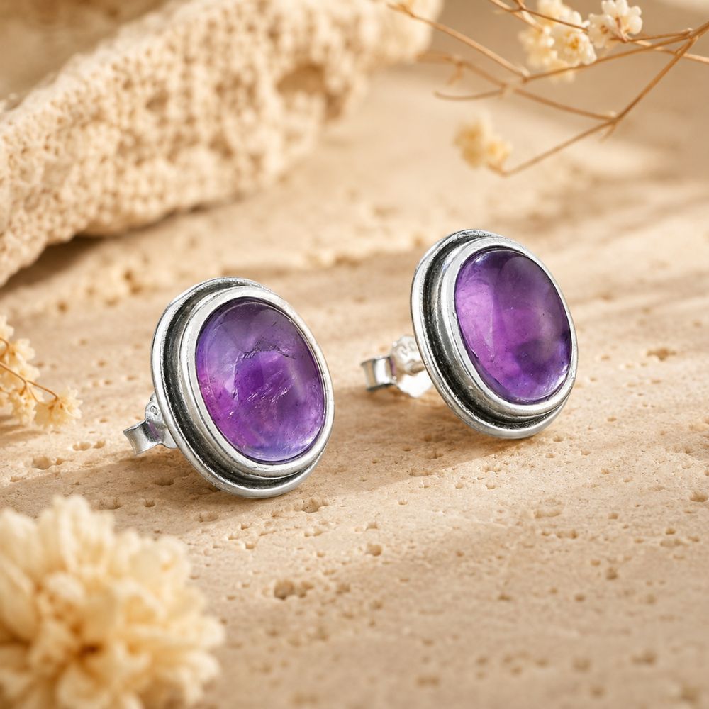 Boucle d'Oreille Améthyste Naturelle