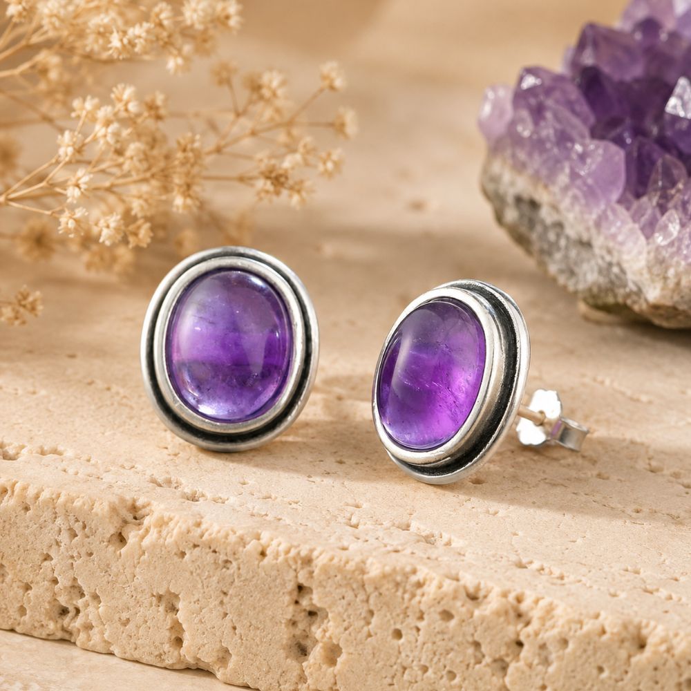 Boucle d'Oreille Améthyste Naturelle