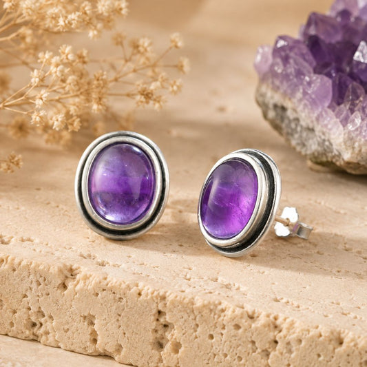 Boucle d'Oreille Améthyste Naturelle