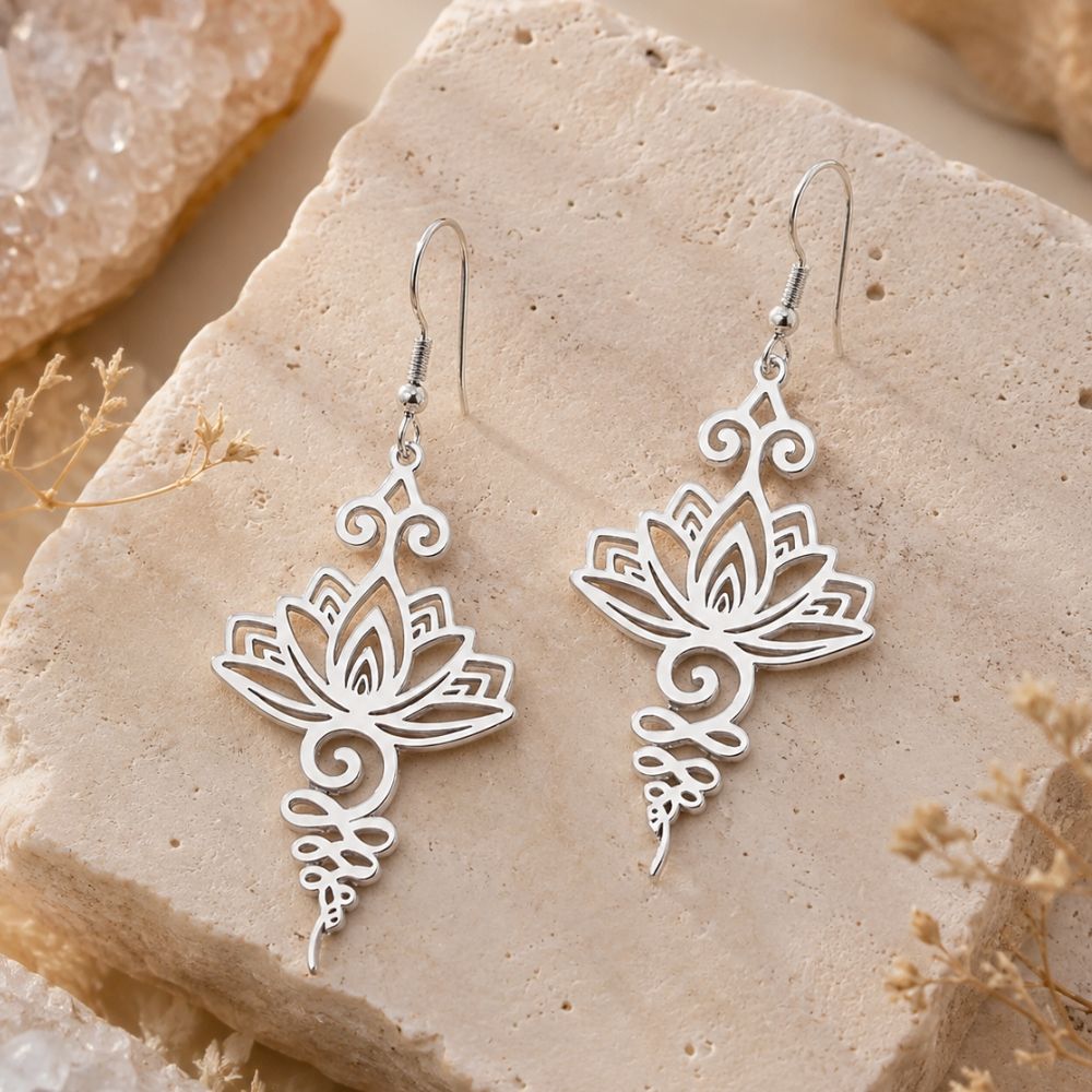 Boucle d’Oreille Lotus en Acier Inoxydable