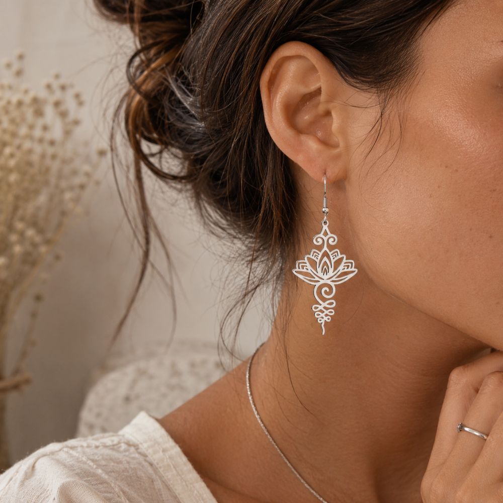 Boucle d’Oreille Lotus en Acier Inoxydable