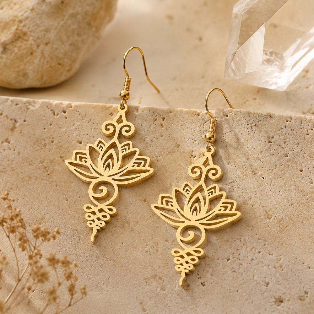 Boucle d’Oreille Lotus en Acier Inoxydable