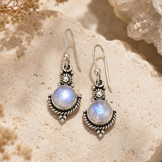 Boucle d’Oreille Pierre de Lune en Argent