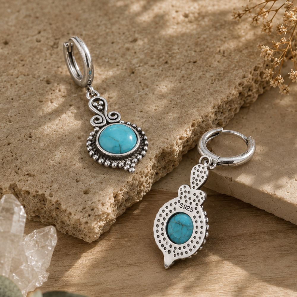Boucle d'Oreille Turquoise en Argent 925