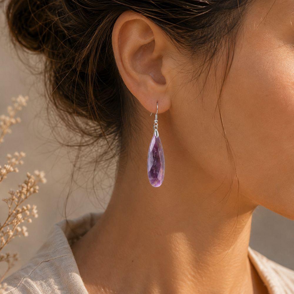 Boucles d’Oreilles Améthyste Pendantes