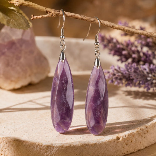 Boucles d’Oreilles Améthyste Pendantes