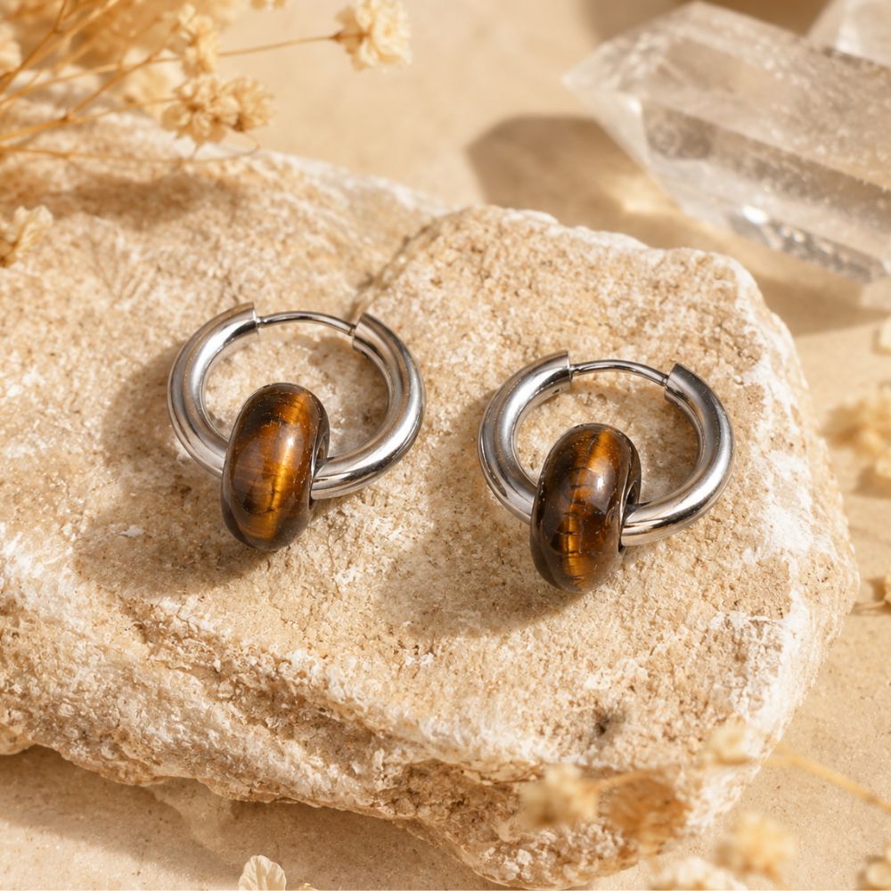 Boucles d’Oreilles Créoles en Pierre