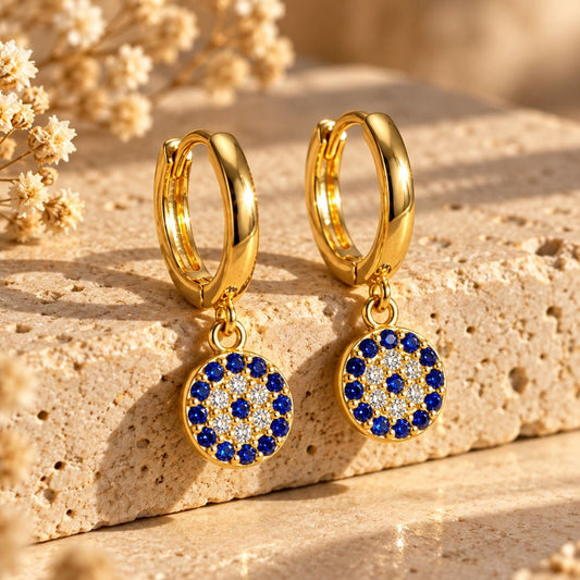 Boucles d’Oreilles Œil Bleu en Argent 925