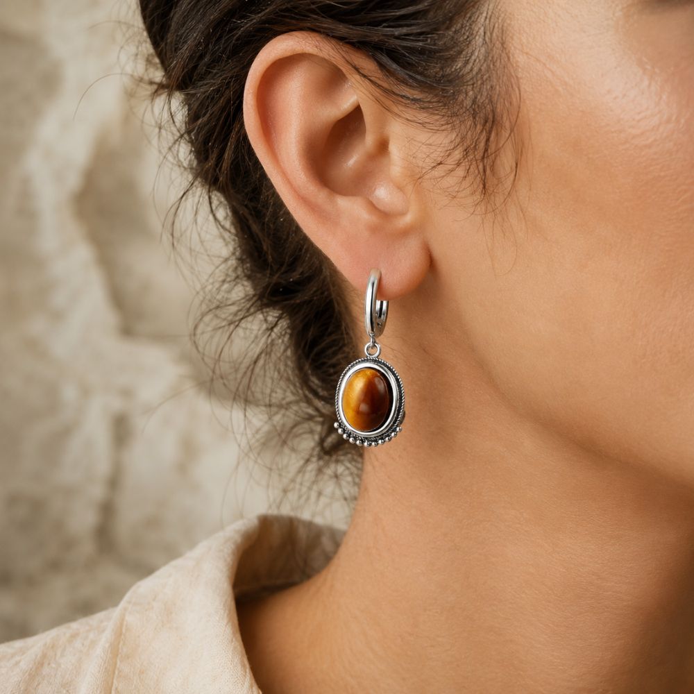 Boucles d’Oreilles Œil de Tigre