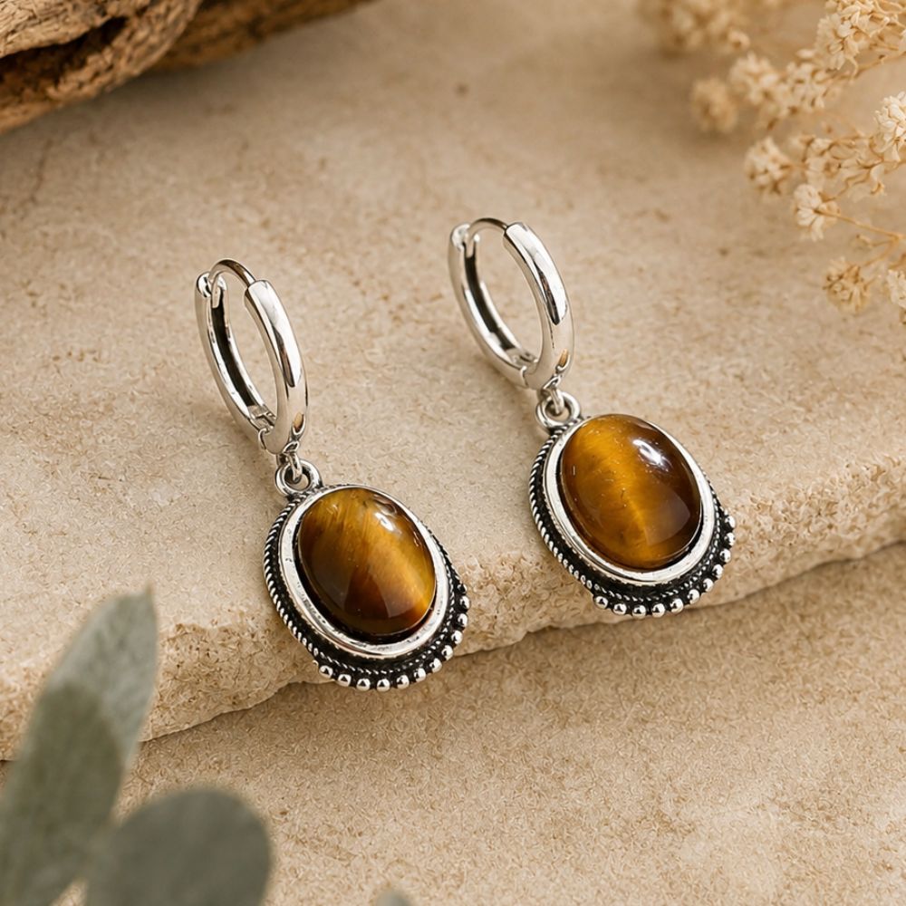 Boucles d’Oreilles Œil de Tigre