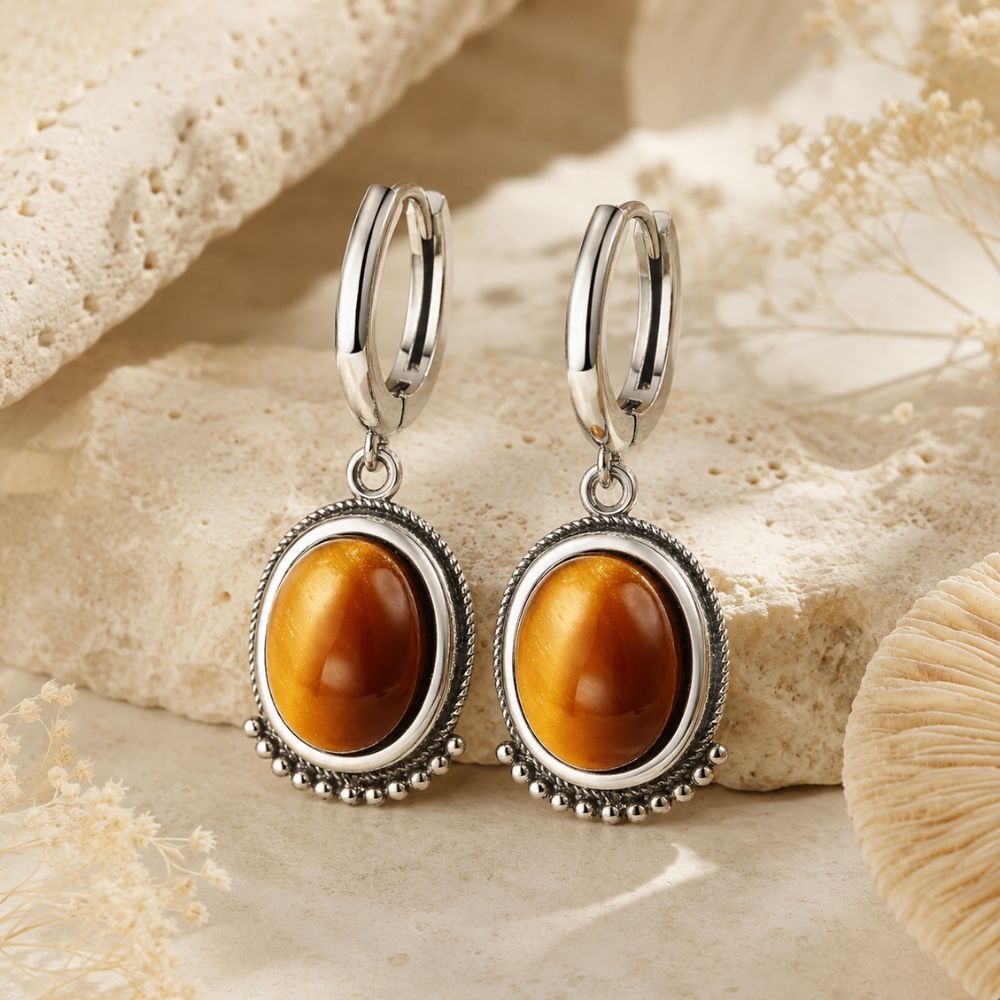 Boucles d’Oreilles Œil de Tigre