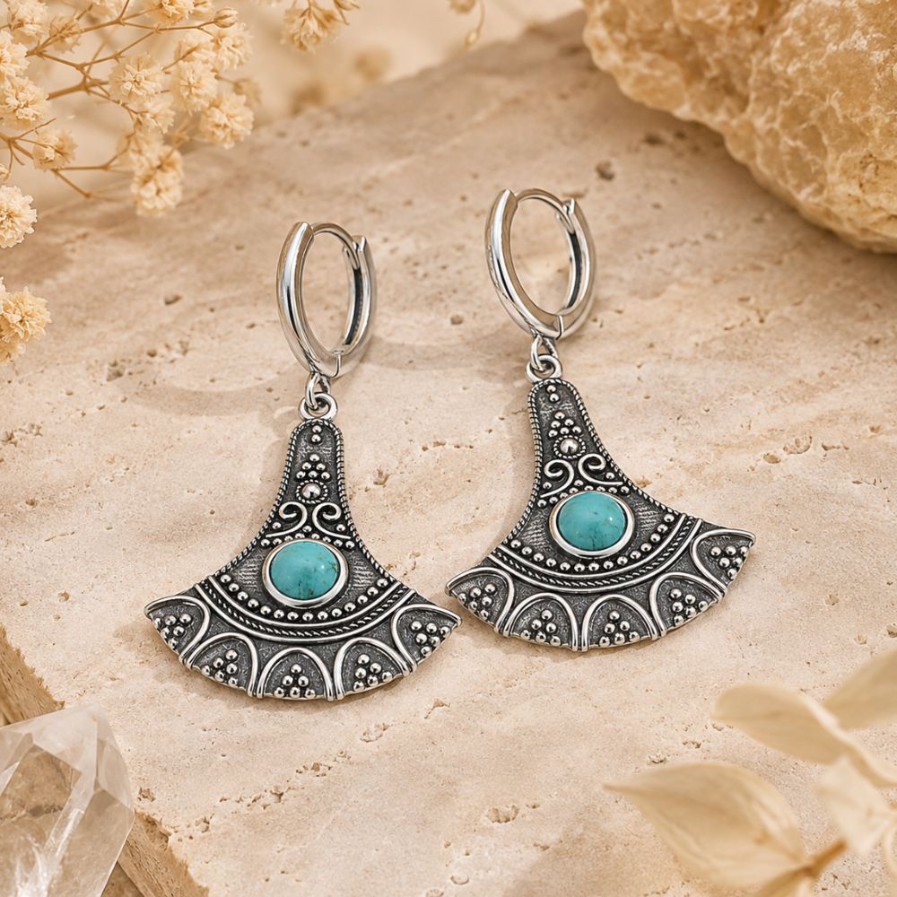 Boucles d’Oreilles Turquoise Pendantes