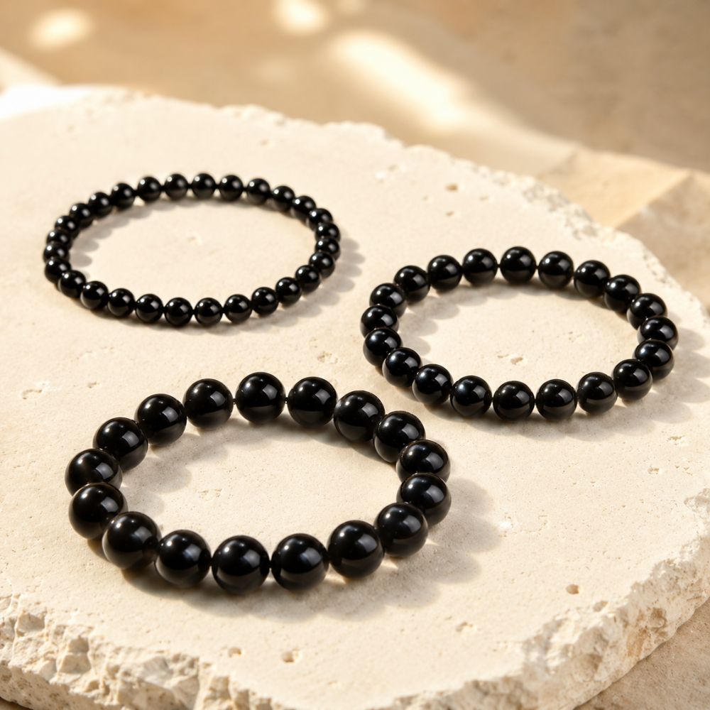 Bracelet Agate Noire en Pierres Naturelles