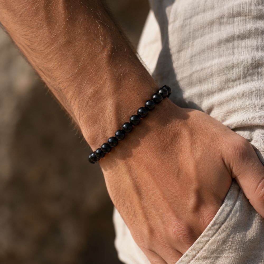 Bracelet Agate Noire en Pierres Naturelles
