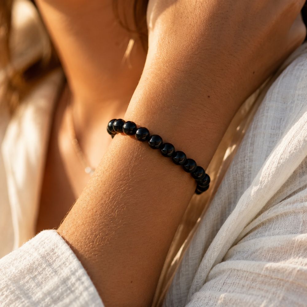 Bracelet Agate Noire en Pierres Naturelles